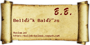 Bellák Balázs névjegykártya